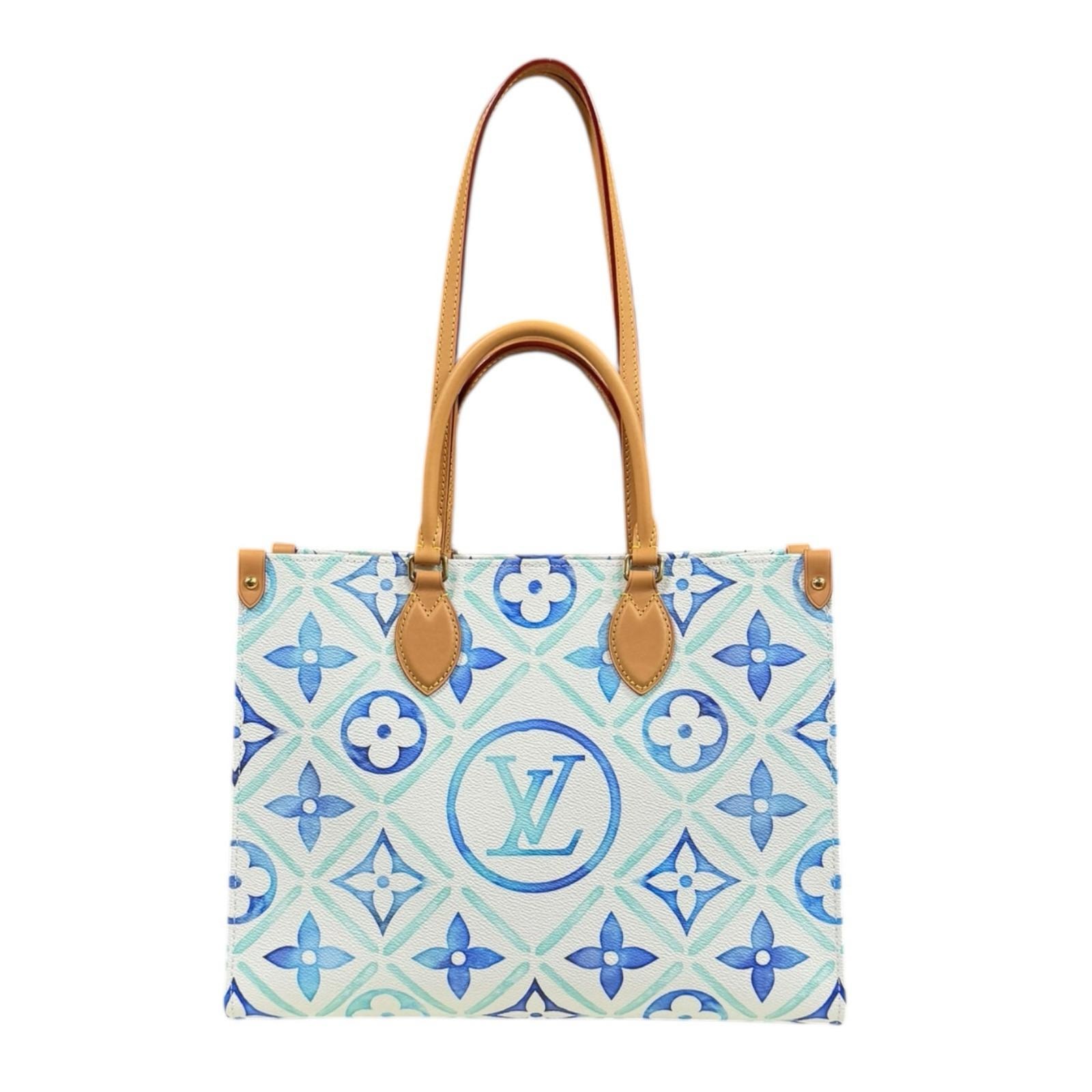 ルイヴィトン オンザゴーMM LVモノグラムタイル ショルダーバッグ PVC M11262 ブルー レディース LOUIS VUITTON  中古