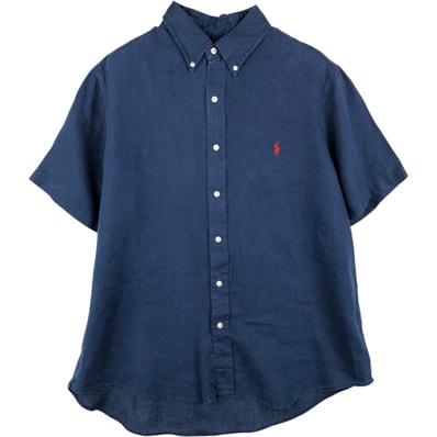 古着 ラルフローレン Ralph Lauren POLO RALPH LAUREN CLASSIC FIT 半袖 リネン ボタンダウンシャツ メンズL相当/eaa641558