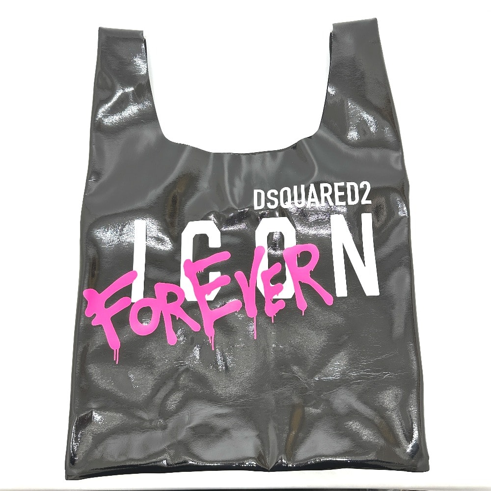 ディースクエアード DSQUARED2 ICON&FOREVER S83SP0066 プリントショッピング トートバッグ ビニール ブラック 新品同様