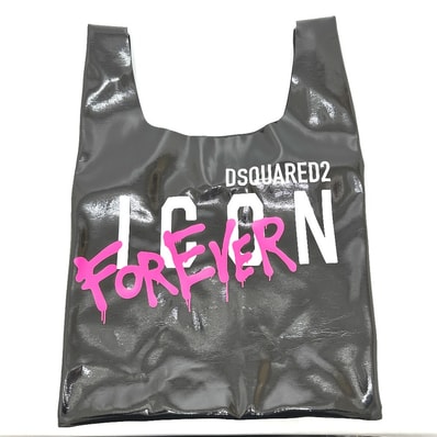 ディースクエアード DSQUARED2 ICON&FOREVER S83SP0066 プリントショッピング トートバッグ ビニール ブラック 新品同様