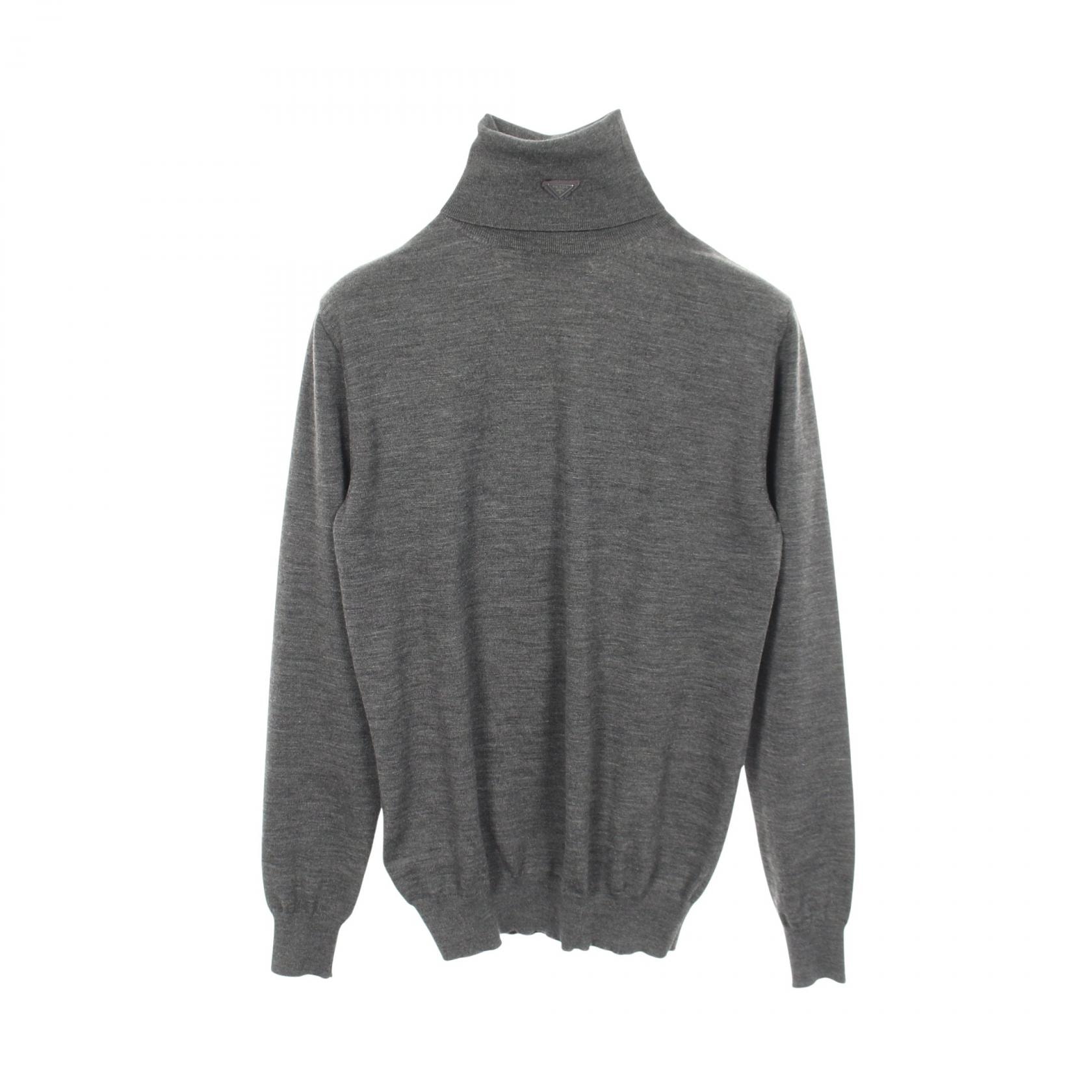 プラダ PRADA トライアングルロゴ タートルネック ニット 衣料品 トップス ウール レディース グレー系 P26439 【中古】