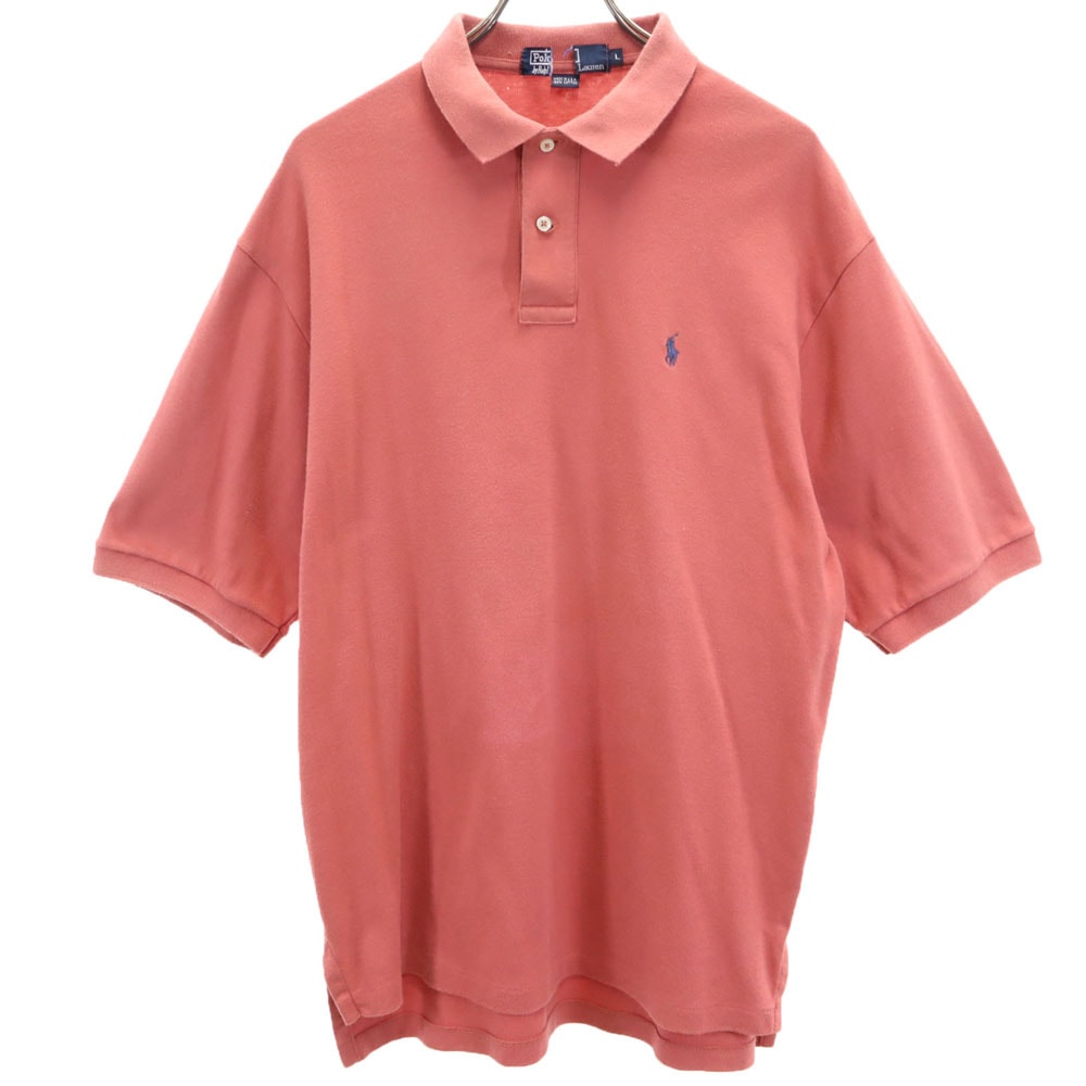 Polo by Ralph Lauren ポロバイラルフローレン 90s USA製 半袖 ポロシャツ L レンガ系 オールド