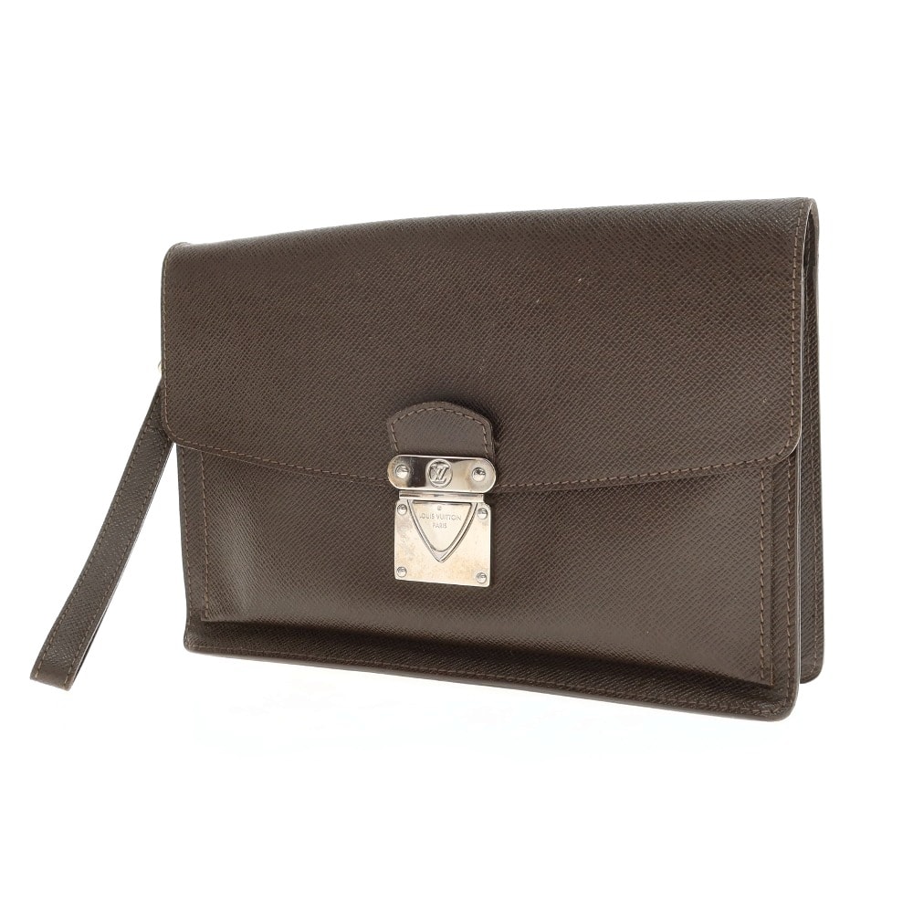 【中古】ルイ ヴィトン LOUIS VUITTON タイガ ベライア レザー クラッチバッグ ダークブラウン【WxH18xD5】【メンズ】