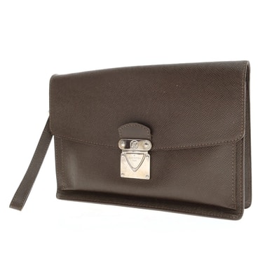 【中古】ルイ ヴィトン LOUIS VUITTON タイガ ベライア レザー クラッチバッグ ダークブラウン【WxH18xD5】【メンズ】
