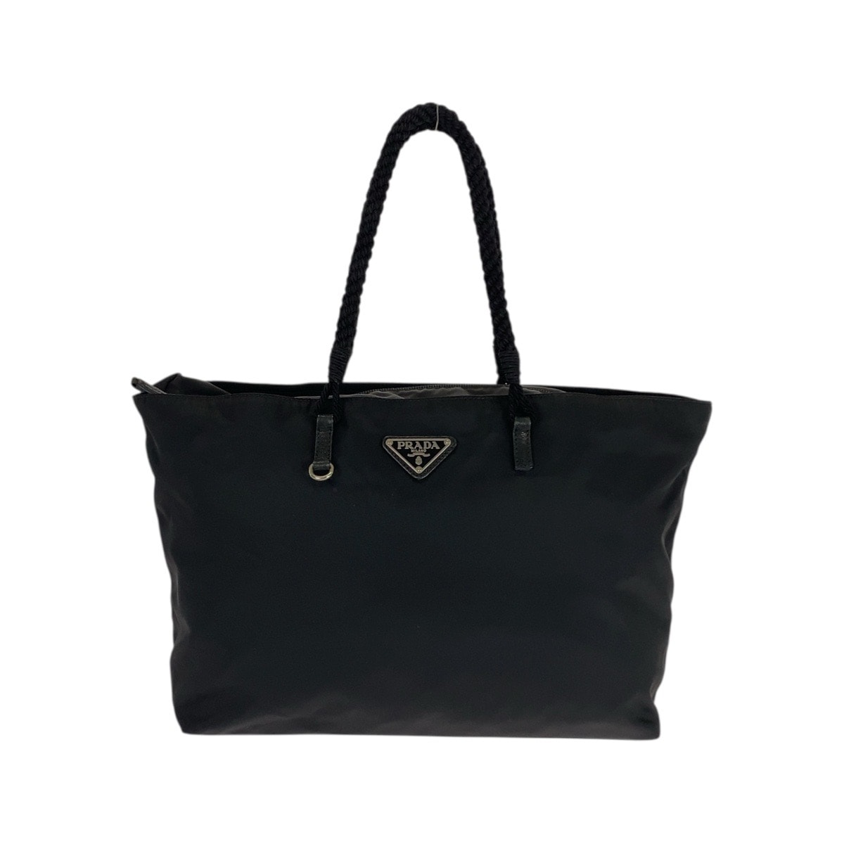 美品 PRADA プラダ テスート 三角ロゴプレート ブラック 黒 シルバー金具 ナイロン トートバッグ ショルダーバッグ 506062 【中古】