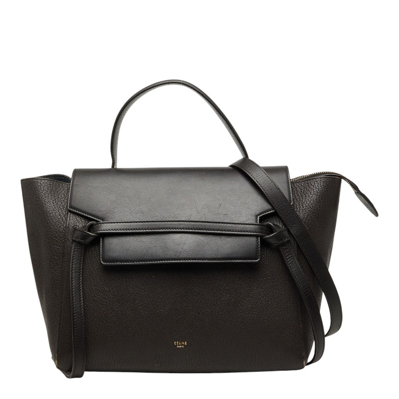 セリーヌ ベルトバッグ ミニ ハンドバッグ ショルダーバッグ 2WAY F-GA-1125 ダークブラウン レザー レディース CELINE 【中古】