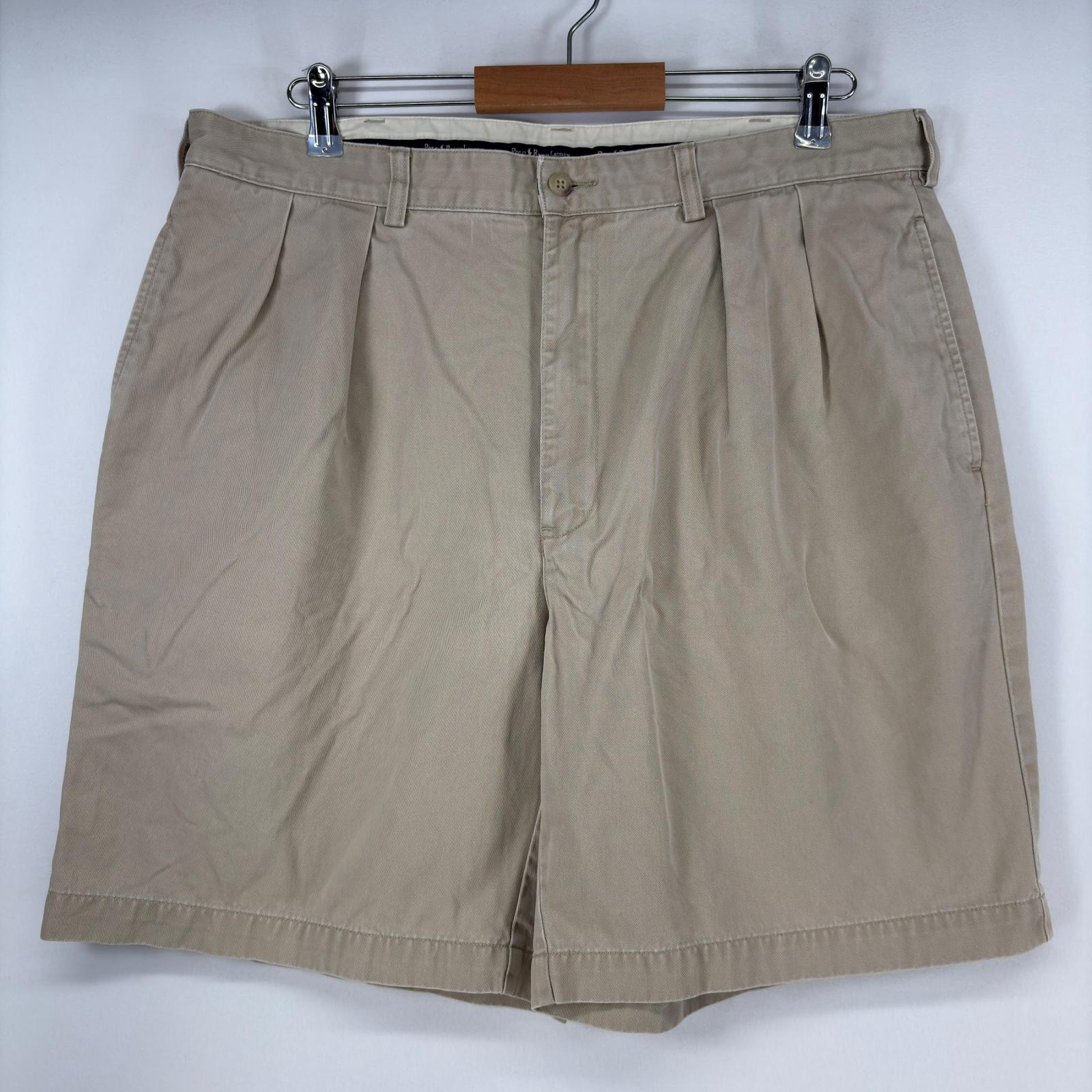 古着 ポロ・ラルフローレン POLO RALPH LAUREN ショートパンツ チノパン ハーフパンツ ツータック ポロチノ w38 ベージュ メンズ