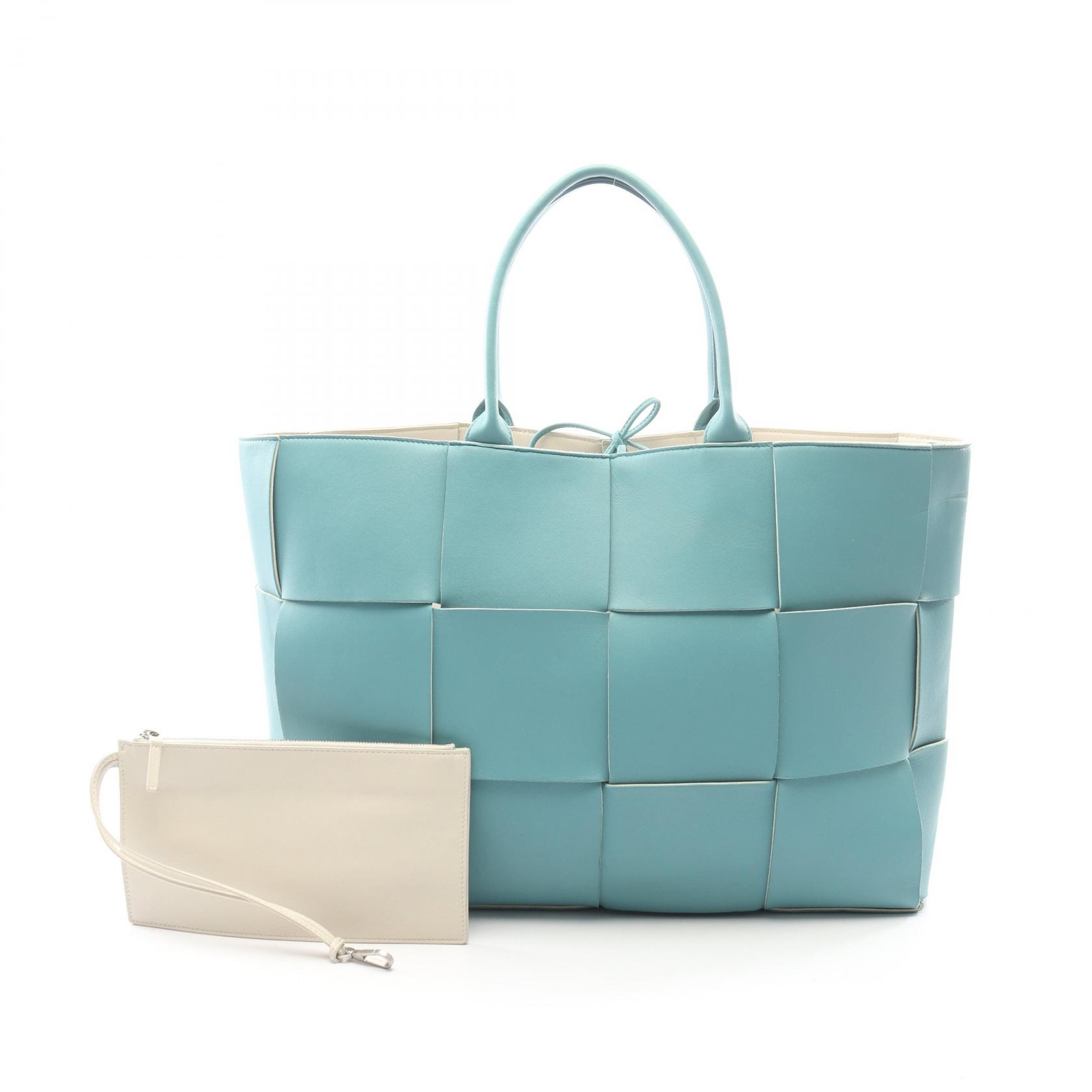 ボッテガヴェネタ BOTTEGA VENETA THE ARCO TOTE アルコ ラージ イントレチャート トートバッグ バッグ レザー メンズ ブルー系 736182 【中古】