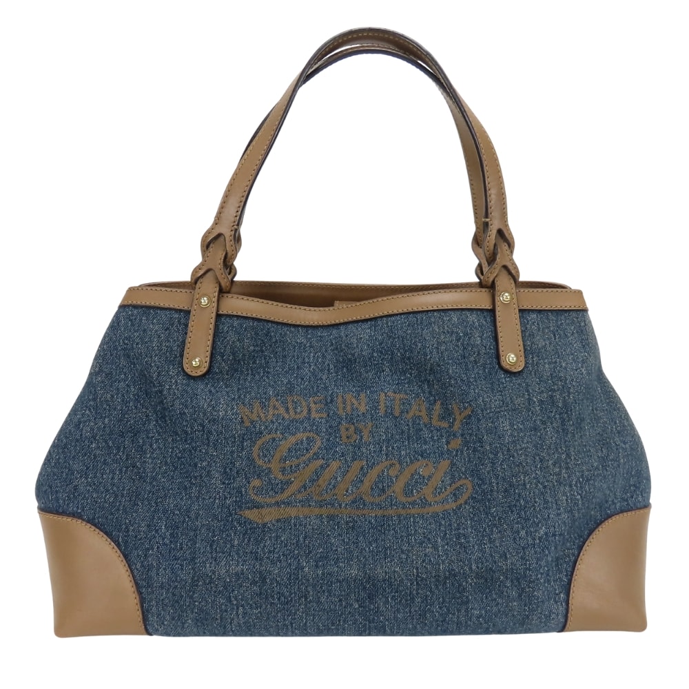 【中古】 グッチ ショルダーバッグ グッチクラフト 348715 デニム レザー インディゴ ブラウン カジュアル 普段使い レディース 女性 GUCCI