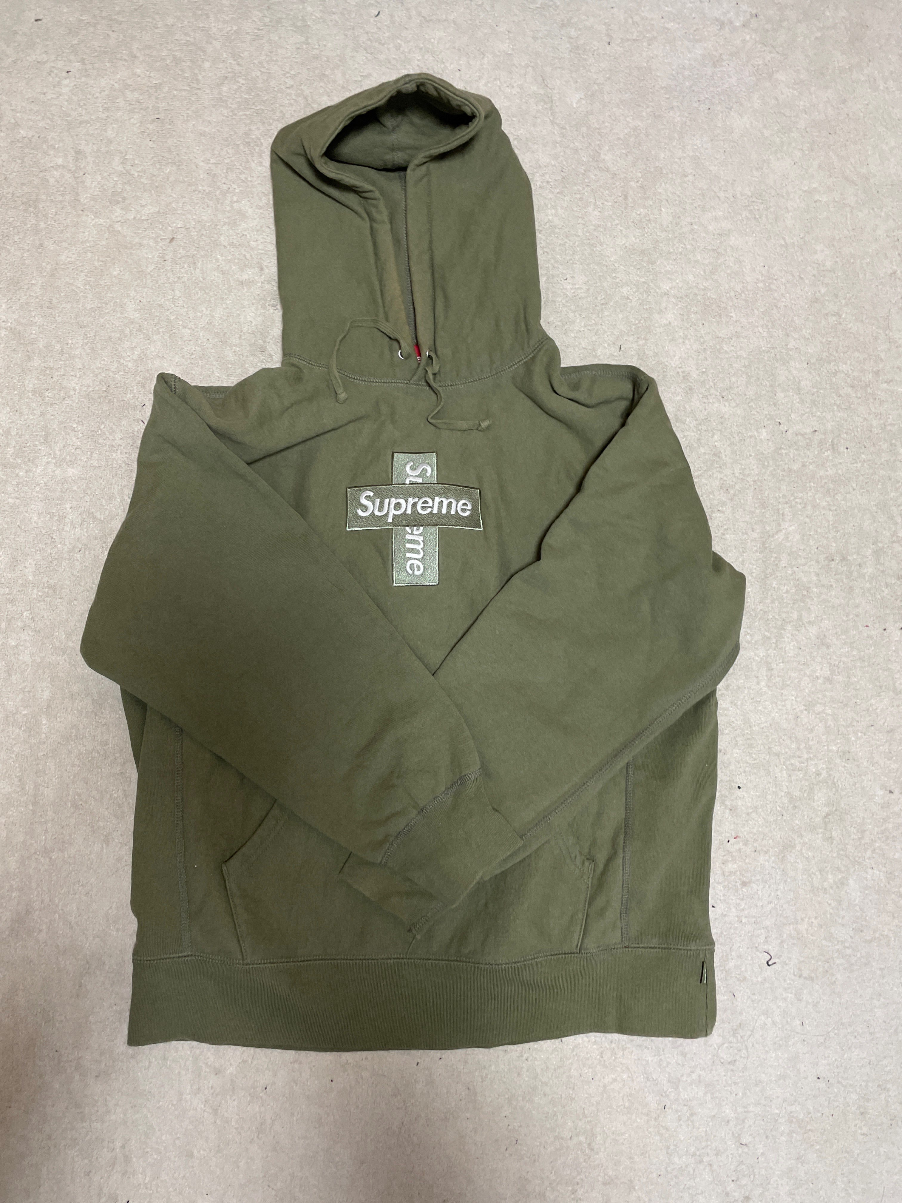 Supreme Cross Box Logo Hooded Sweatshirt "Light Olive"