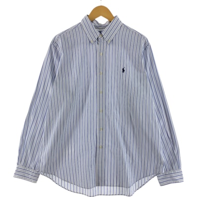 古着 ラルフローレン Ralph Lauren CLASSIC FIT クラシックフィット マルチストライプ 長袖 ボタンダウンストライプシャツ メンズXL相当/eaa525621