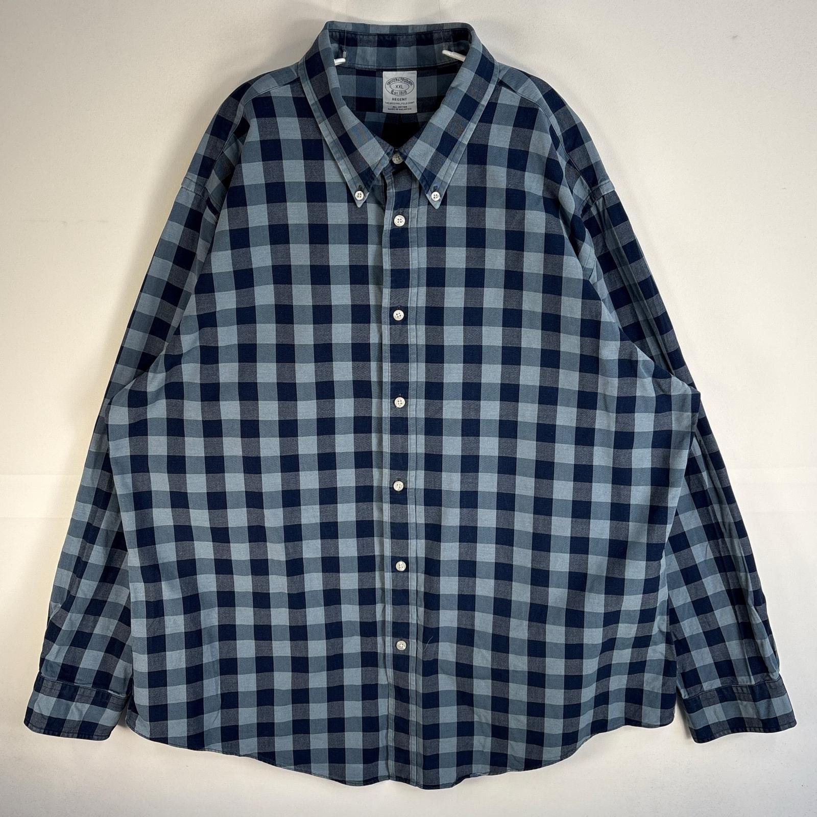 古着 ブルックスブラザーズ Brooks Brothers 長袖シャツ オックスフォード ボタンダウン 2XL  ブルー系 チェック メンズ
