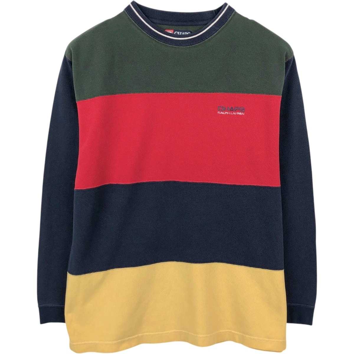 古着 ラルフローレン Ralph Lauren CHAPS チャップス ボーダー柄 鹿の子 ロングTシャツ ロンT メンズL相当/eaa661983