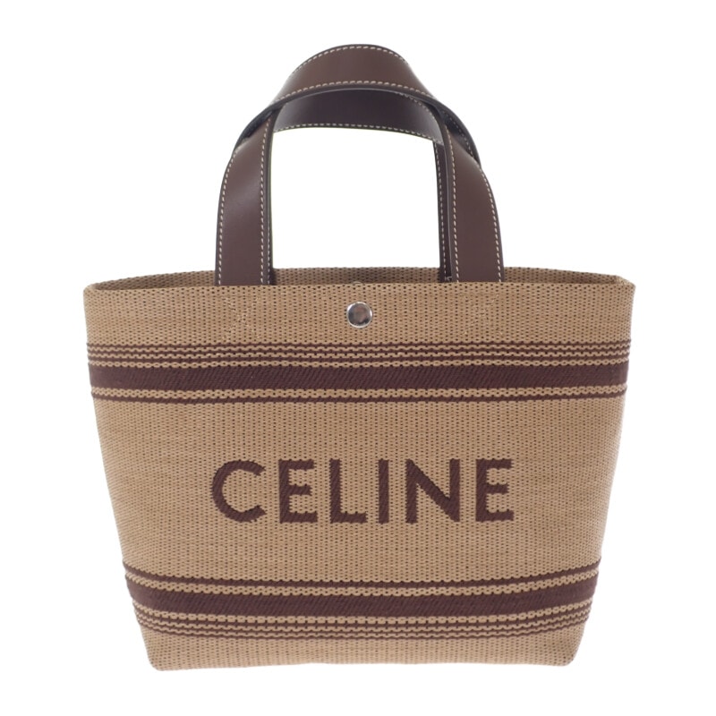 セリーヌ CELINE ミニカバトート 116992FRY.02NU 2WAYバッグ レザー ラフィア ブラウン レディース【中古】【Aランク】
