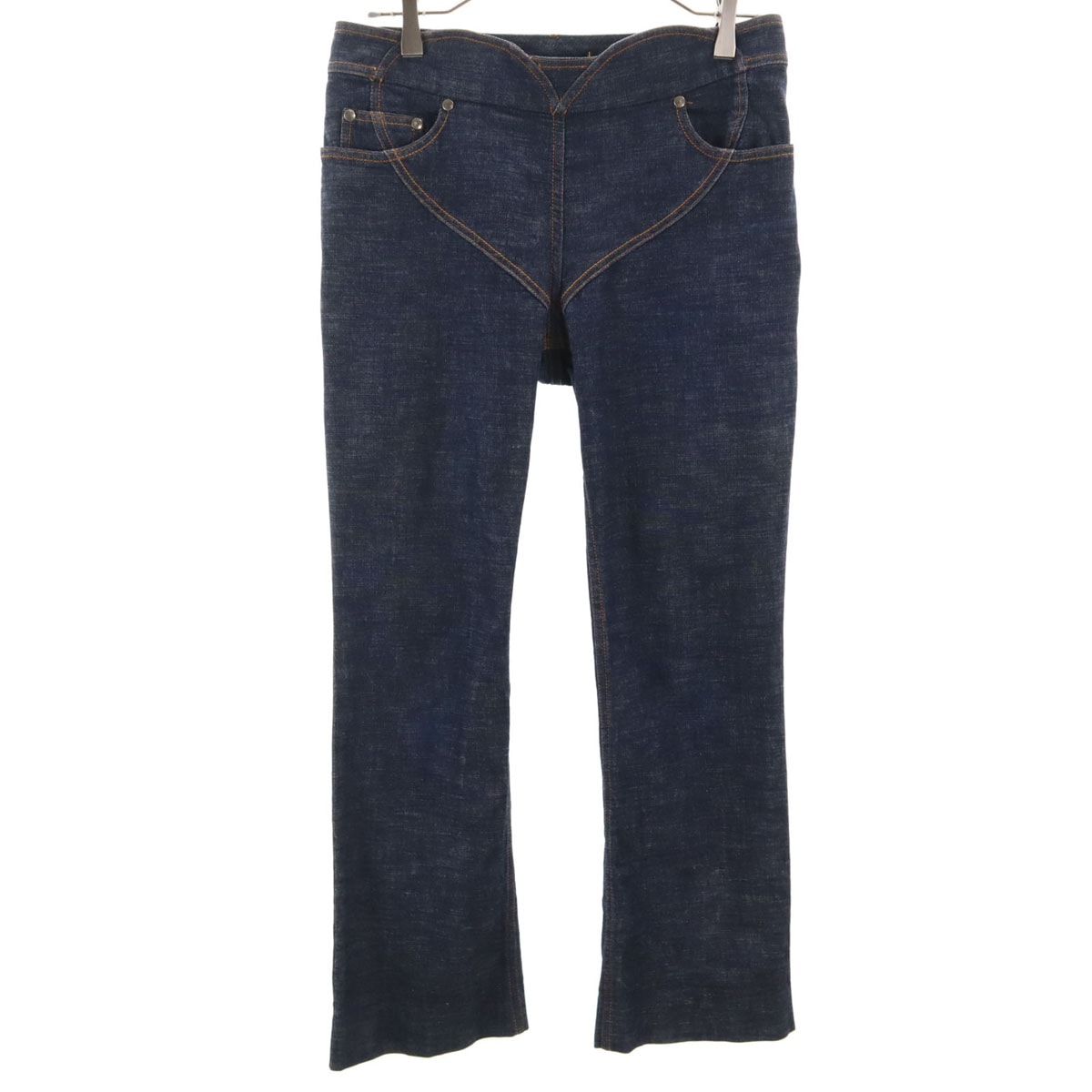 YVES SAINT LAURENT イヴサンローラン イタリア製 フレアデニムパンツ F38 インディゴ ジーンズ RIRIジップ ハート