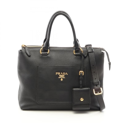 プラダ PRADA 2WAY ハンドバッグ バッグ レザー レディース ブラック系 【中古】
