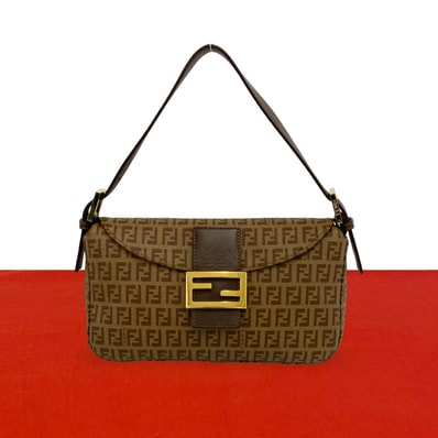 FENDI フェンディ ズッキーノ FF 柄 PVC レザー ショルダーバッグ ブラウン
33309