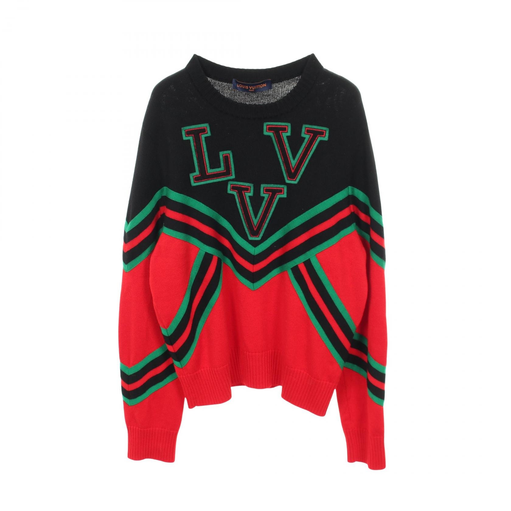 ルイ・ヴィトン LOUIS VUITTON LVVスポーツチーム クルーネック ニット 衣料品 トップス ウール レッド メンズ レッド系 / ブラック系 / グリーン系 RM221 ZLL HMN64W 【中古】