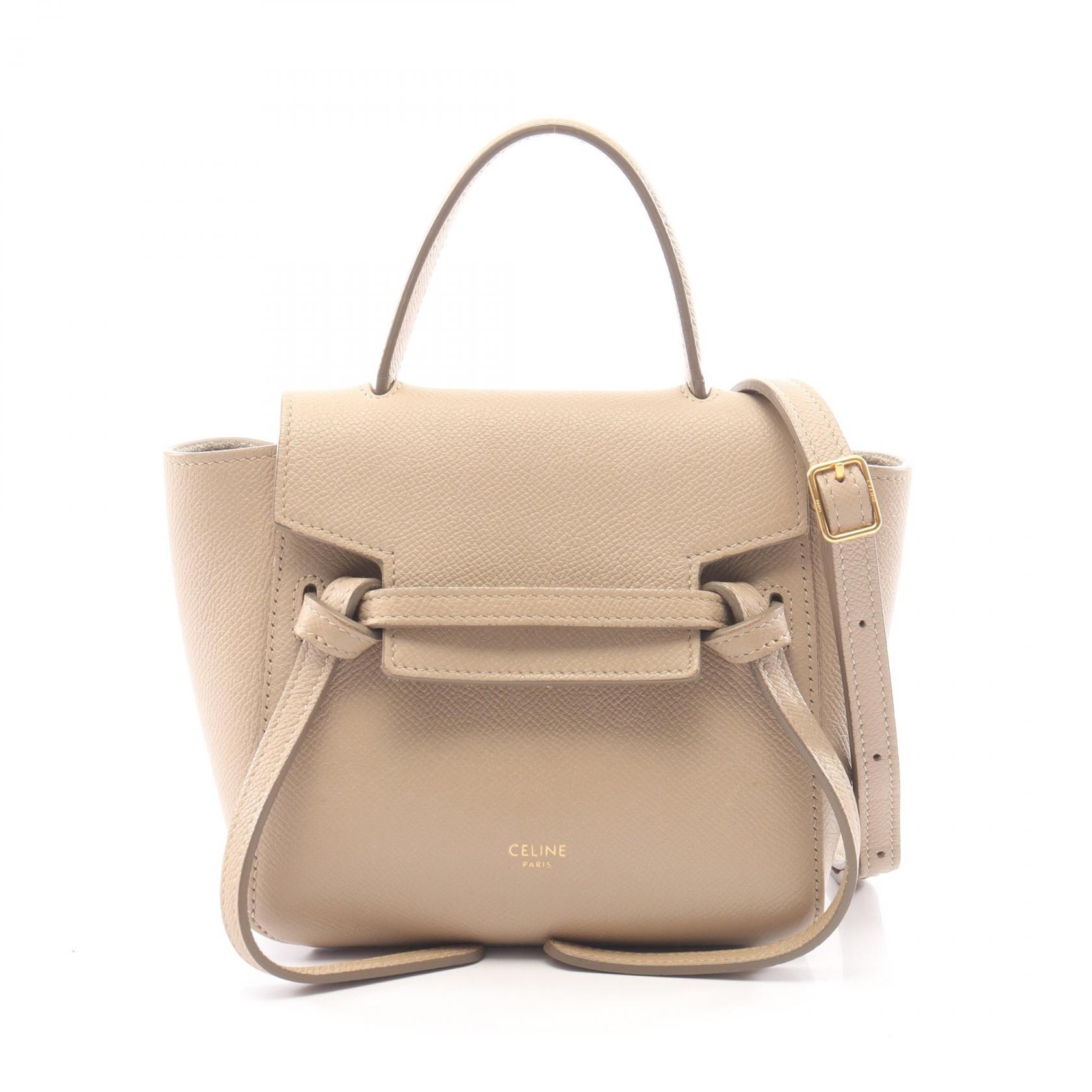 セリーヌ CELINE PICO BELT BAG ピコ ベルトバッグ 2WAY ハンドバッグ バッグ レザー レディース ベージュ系 【中古】