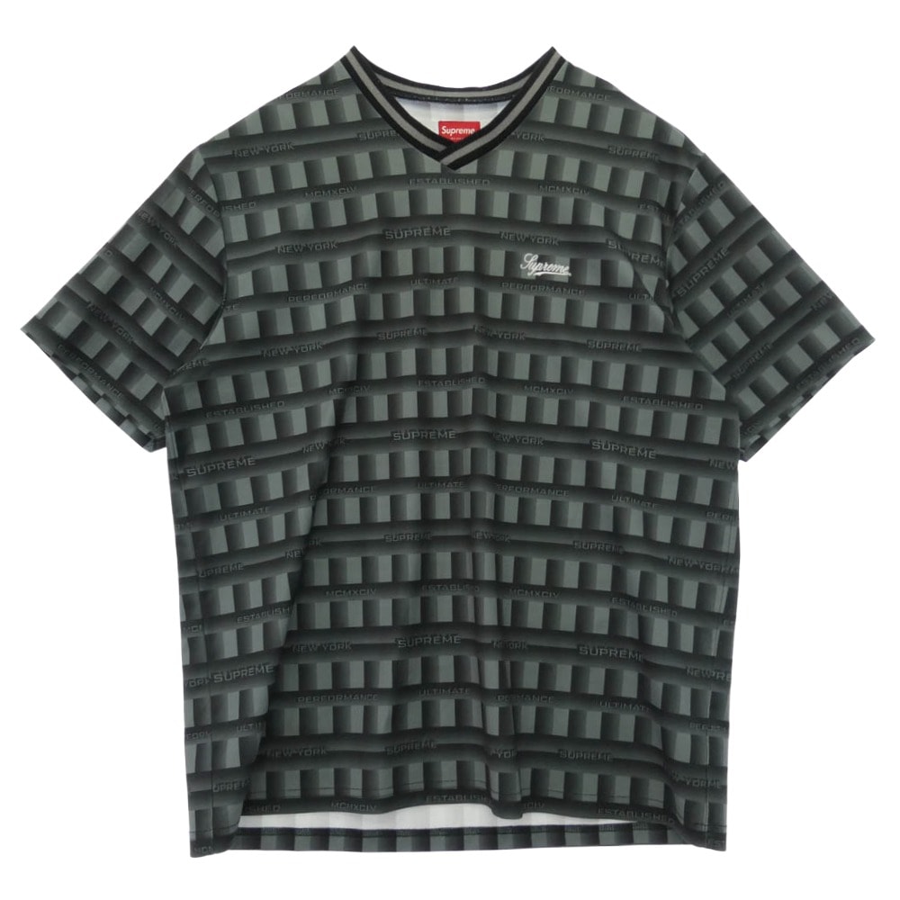 Supreme シュプリーム 20SS Grid Soccer Jersey グリッド サッカー ジャージ Vネック 半袖 Tシャツ カットソー グリーン系 L【中古】