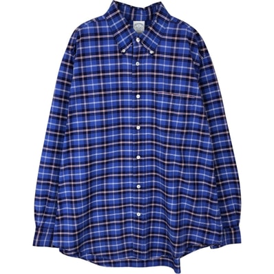 古着 ブルックスブラザーズ Brooks Brothers Est.1818 長袖 ボタンダウンチェックシャツ USA製 メンズXL相当/eaa646576