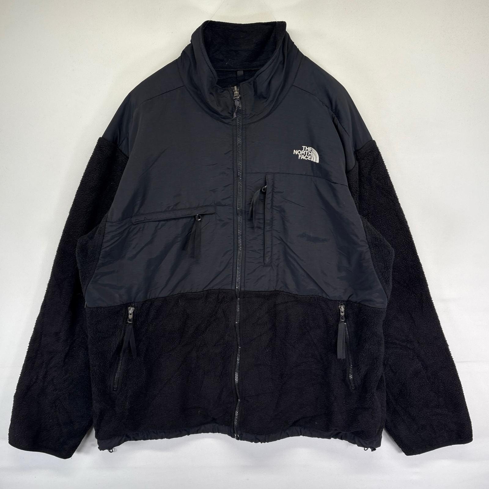 古着 ザ・ノースフェイス THE NORTH FACE フリース ジャケット デナリ フルジップ ワンポイント刺繍ロゴ 2XL  ブラック系 メンズ