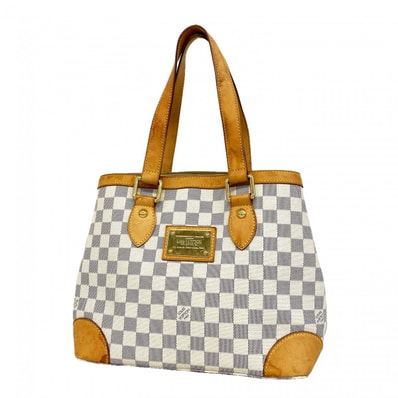 【6dc3244】ルイヴィトン トートバッグ ダミエ・アズール ハムステッドPM N51207 ホワイト【中古】レディース