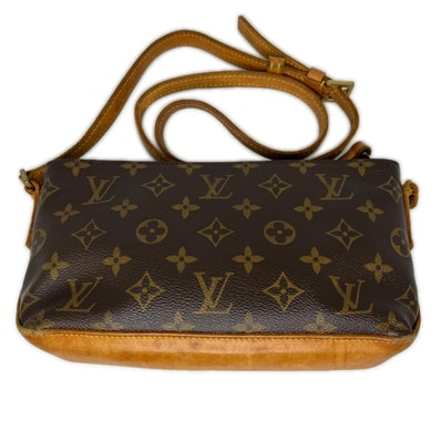 LOUIS VUITTON ルイヴィトン モノグラム トロター ショルダーバッグ M51240 ブラウン ショルダー破損有