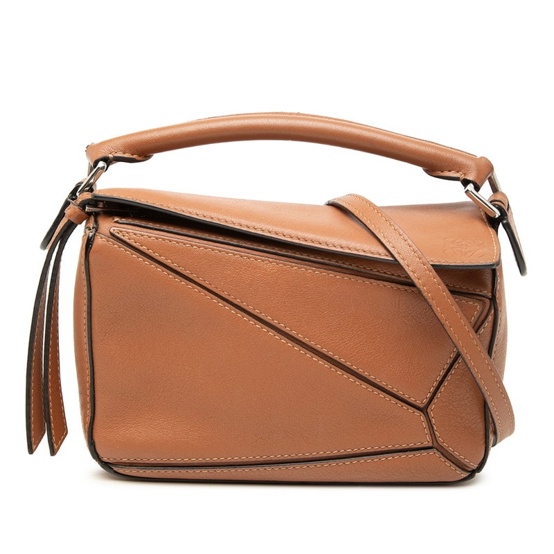 ロエベ パズルバッグ ミニ ハンドバッグ ショルダーバッグ 2WAY ブラウン レザー レディース LOEWE 【中古】