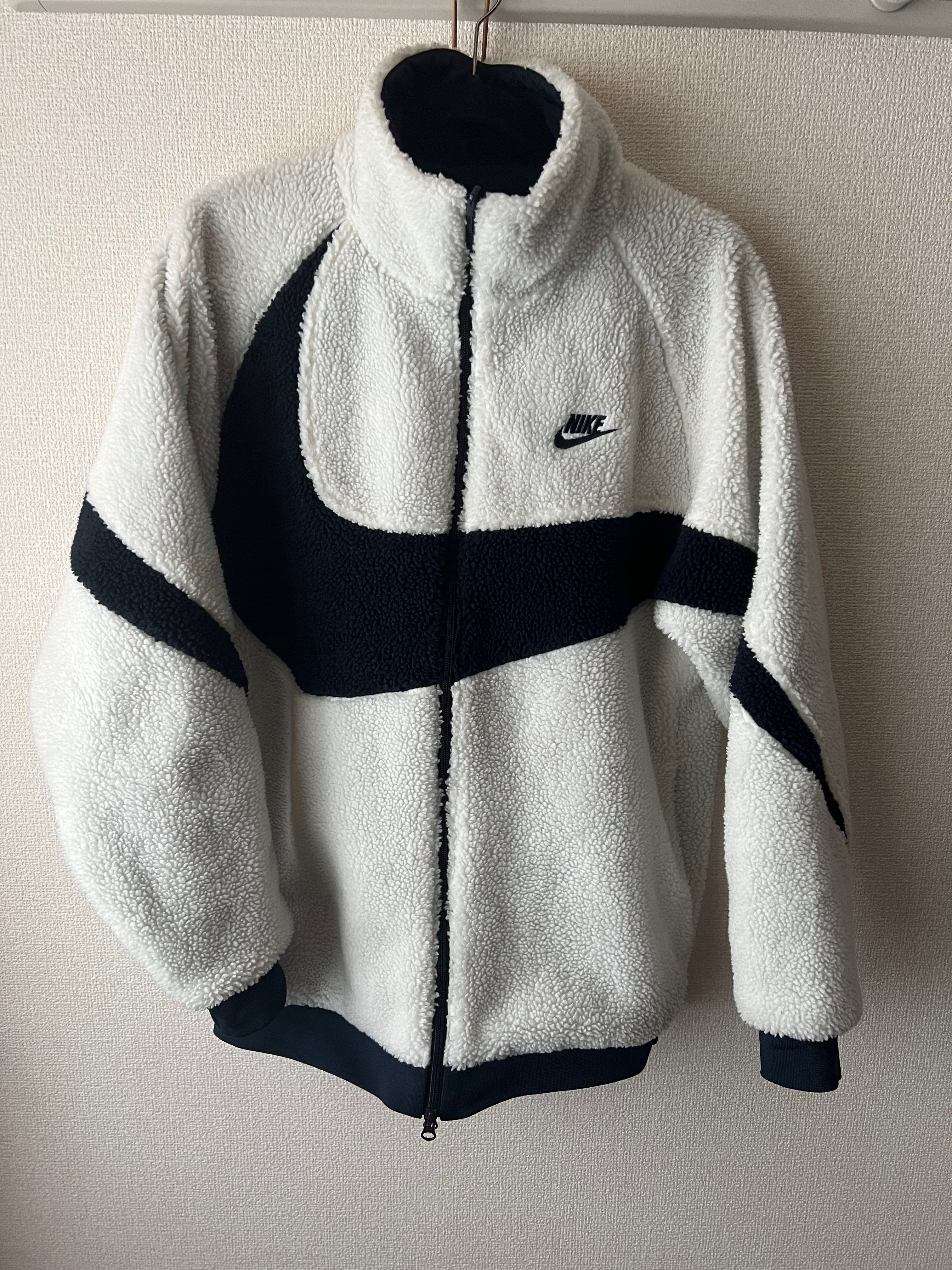 Nike Big Swoosh Reversible Boa Jacket "Sail/Dark Obsidian"