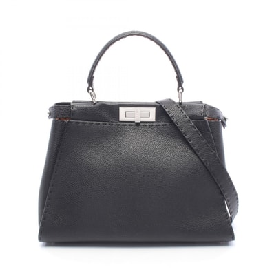 フェンディ FENDI ピーカブー レギュラー セレリア 2WAY ハンドバッグ バッグ レザー レディース ブラック系 【中古】
