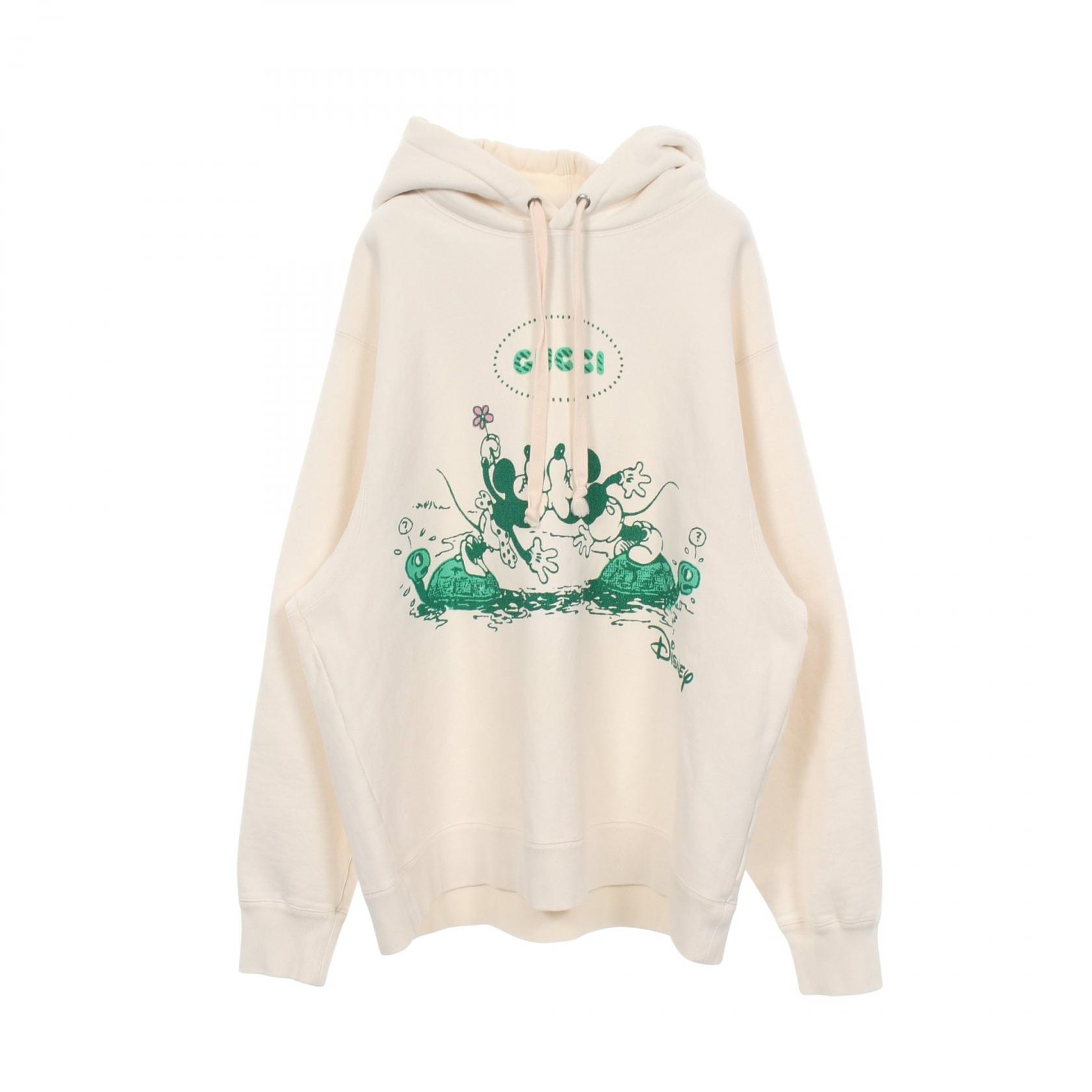 グッチ GUCCI GUCCI × Disney パーカー 衣料品 トップス コットン メンズ ホワイト系 / グリーン系 604218 【中古】