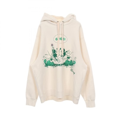 グッチ GUCCI GUCCI × Disney パーカー 衣料品 トップス コットン メンズ ホワイト系 / グリーン系 604218 【中古】