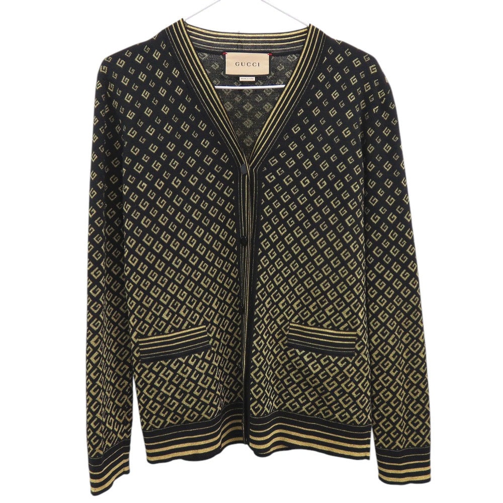 グッチ  スクエアGメタリック Vネックカーディガン   ウール