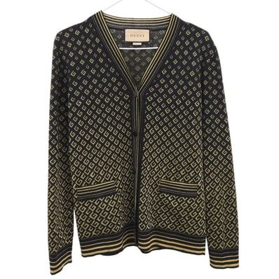 グッチ スクエアGメタリック Vネックカーディガン ウール