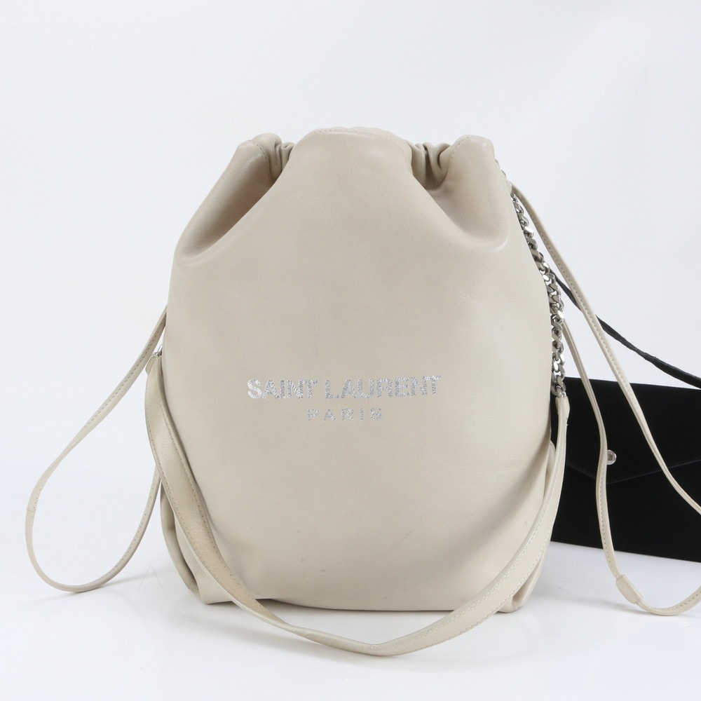 ■美品 サンローラン パリテディ 巾着ショルダーバッグ レザー