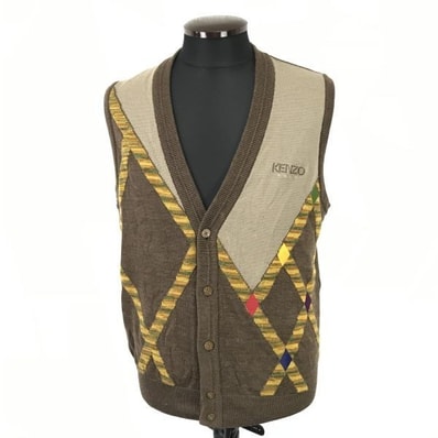 日本製★ケンゾー ゴルフ/KENZO GOLF★ニットベスト【3/メンズL/茶/brown】ゴルフウェア/jacket/vest/Made in Japan◆mBH334