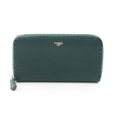 フェンディ FENDI セレリア ラウンド長財布 財布 レザー メンズ レディース グリーン系 【中古】