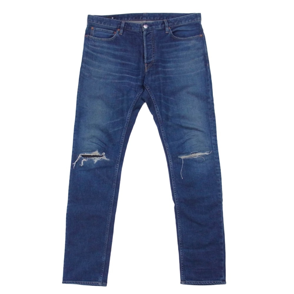 MINEDENIM マインデニム デニムパンツ 2011-1002-86-352 S.Slim ボタンフライ ダメージ加工 ジーンズ デニムパンツ インディゴブルー系 12【中古】