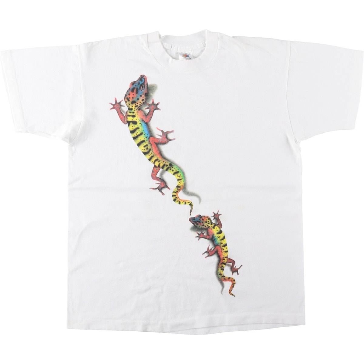 古着 90年代 フルーツオブザルーム FRUIT OF THE LOOM トカゲ柄 アニマルTシャツ USA製 メンズL相当 ヴィンテージ/eaa659513