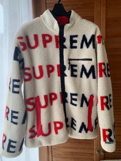 Supreme Reversible Logo Fleece Jacket "White"