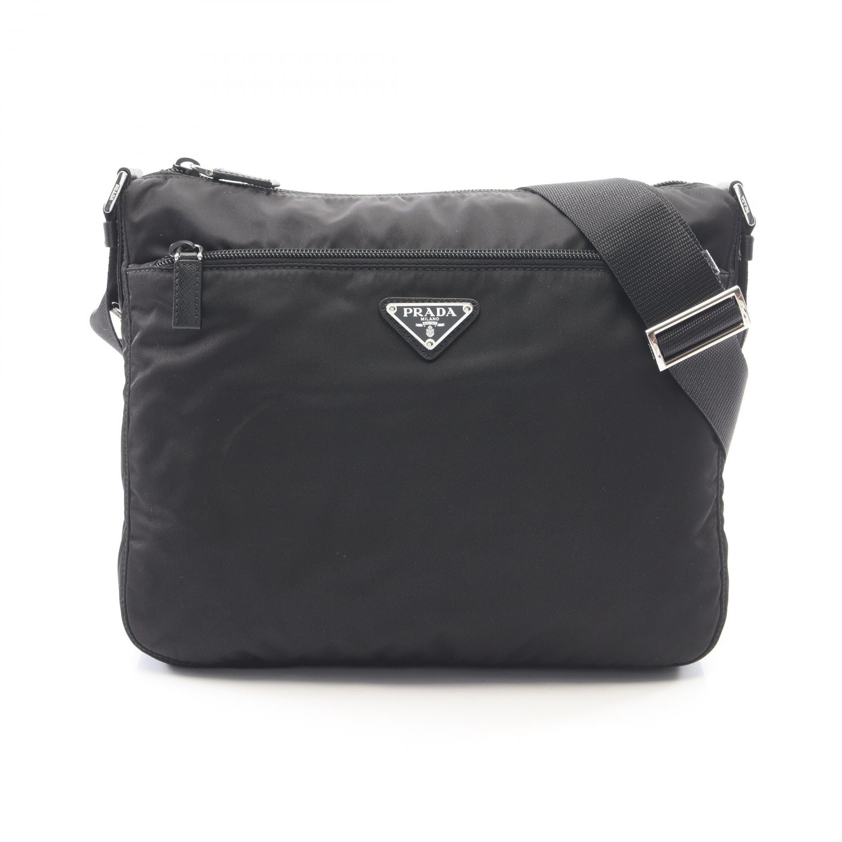 プラダ PRADA VELA ショルダーバッグ バッグ ナイロン サフィアーノレザー レディース ブラック系 1BC421 【中古】