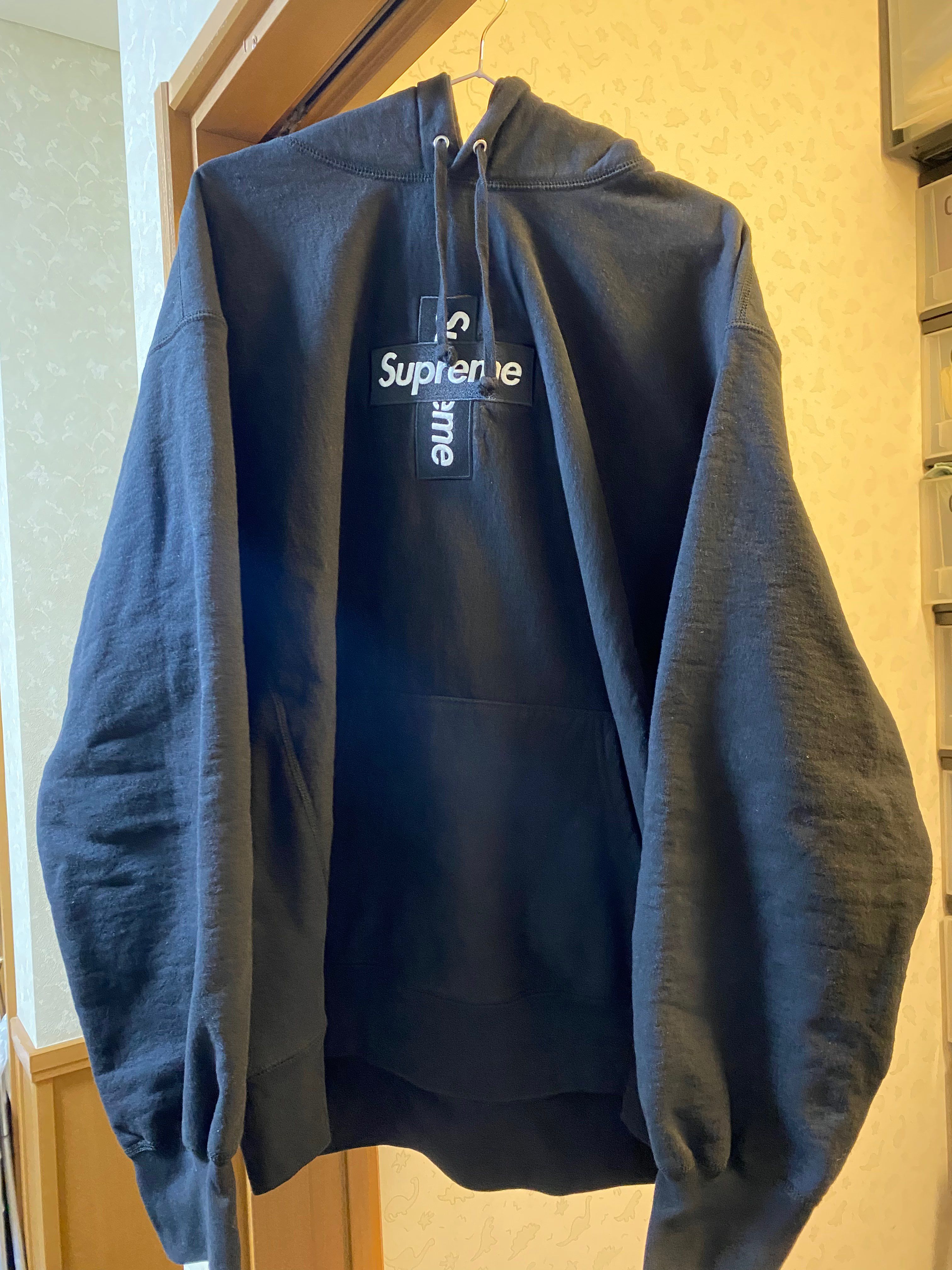 Supreme Cross Box Logo Hooded Sweatshirt "Black"