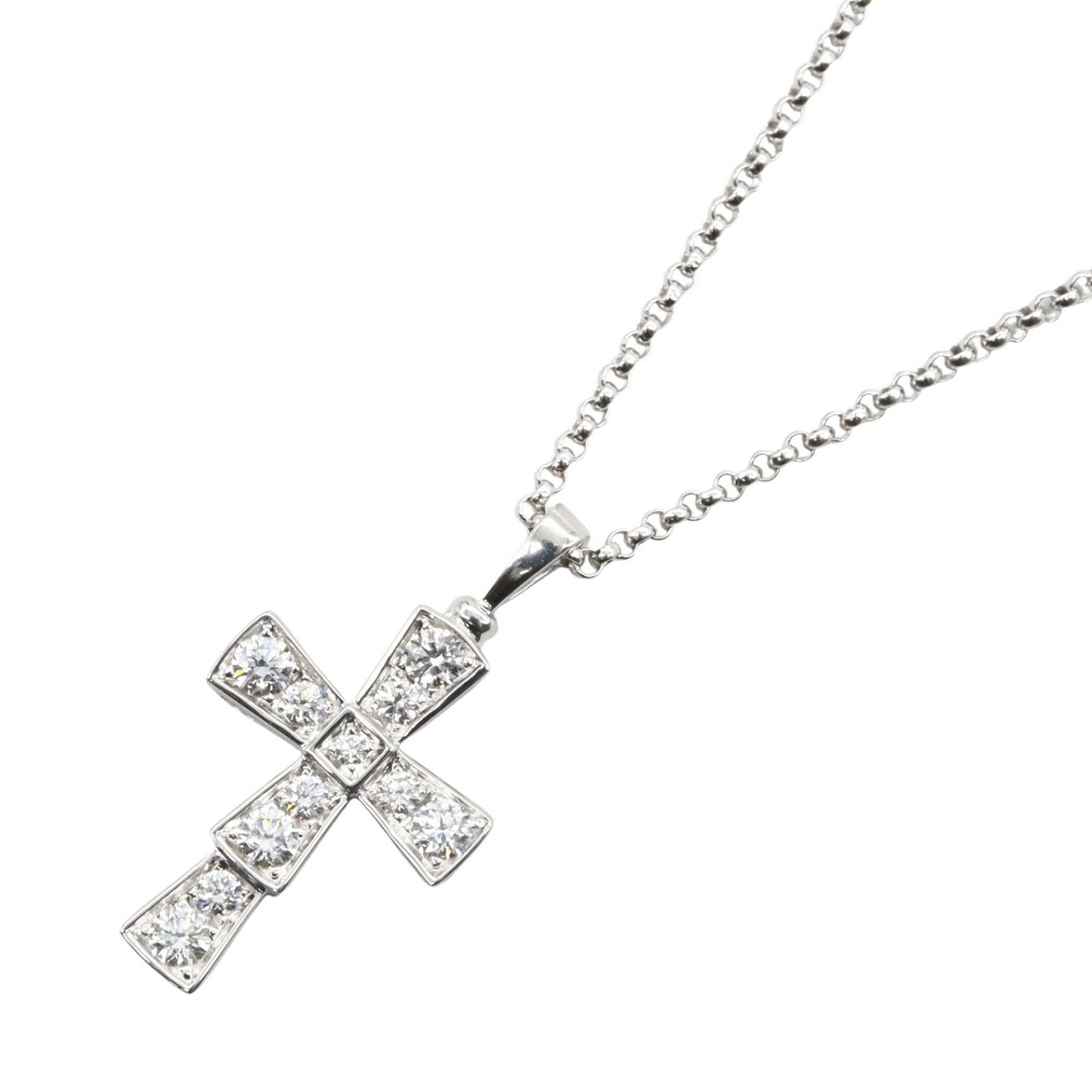 ブルガリ BVLGARI セルペンティクロス ダイヤ ネックレス ネックレス ジュエリー K18WG(ホワイトゴールド) ダイヤモンド レディース シルバー系 / クリア系 354038 【中古】