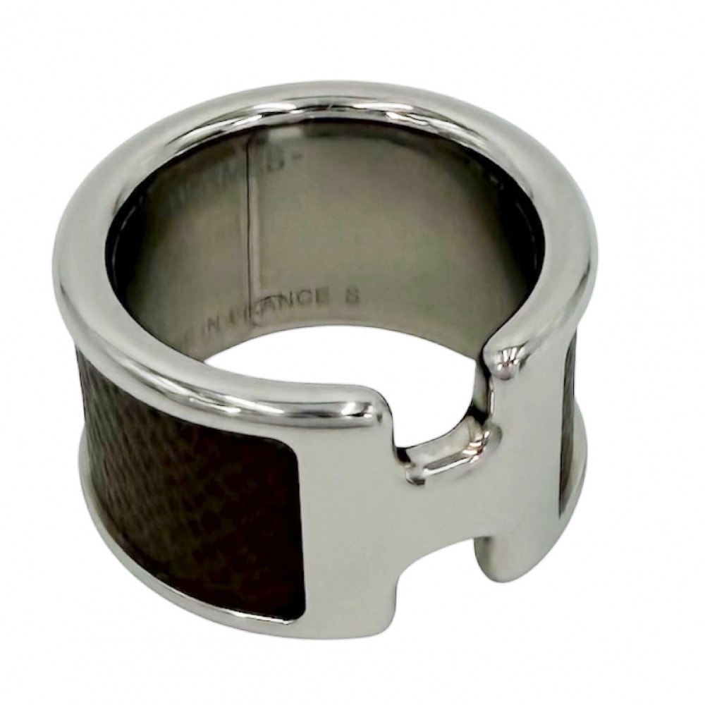 HERMES エルメス 指輪 オランプGM リング アクセサリー Sサイズ ベージュ 小物    約12号 シルバー エトゥープ レディース 約8.1g 美品【中古品】