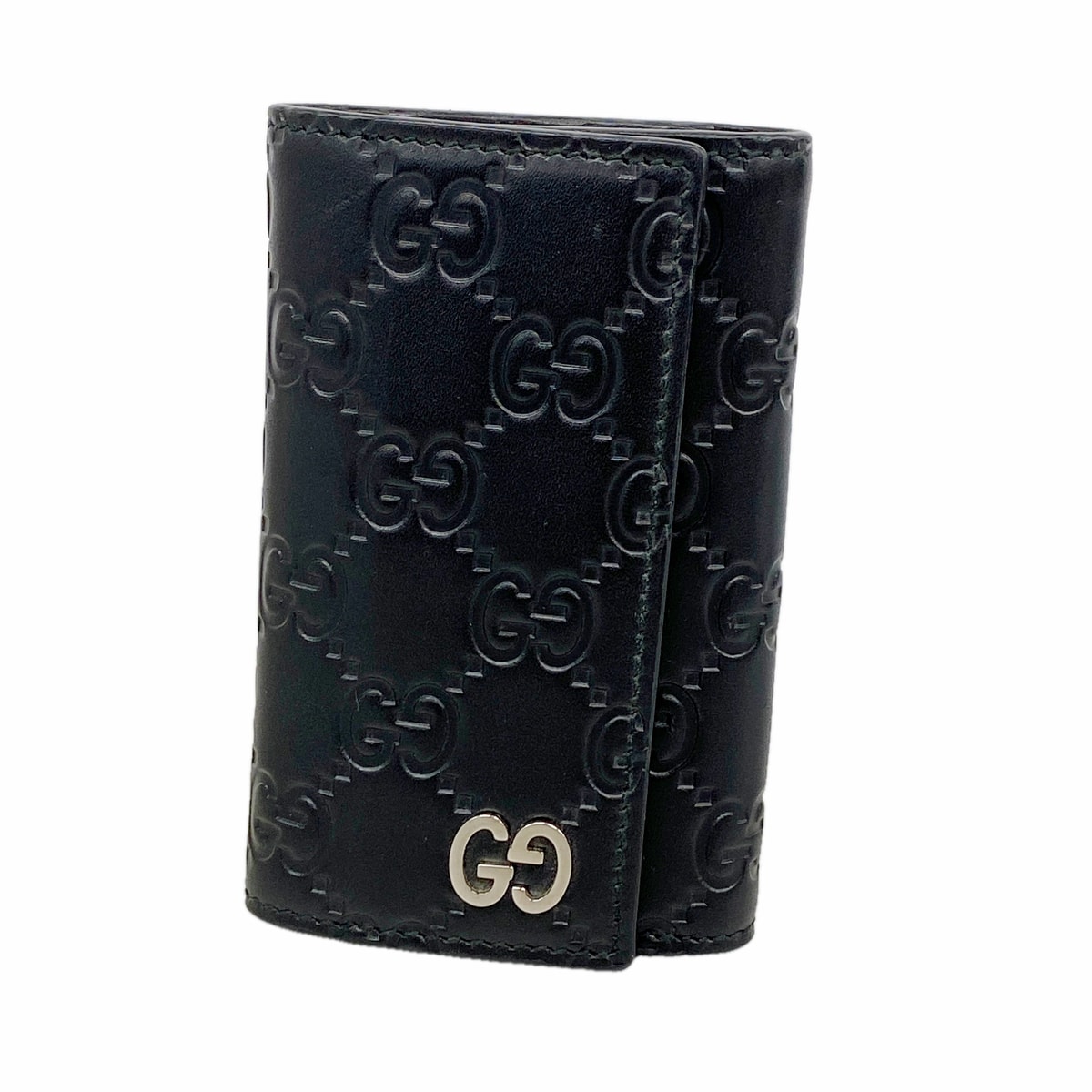 ★SALE【6hc2318-k】グッチ キーケース グッチシマ 473924 レザー ブラック シルバー金具【中古】メンズ