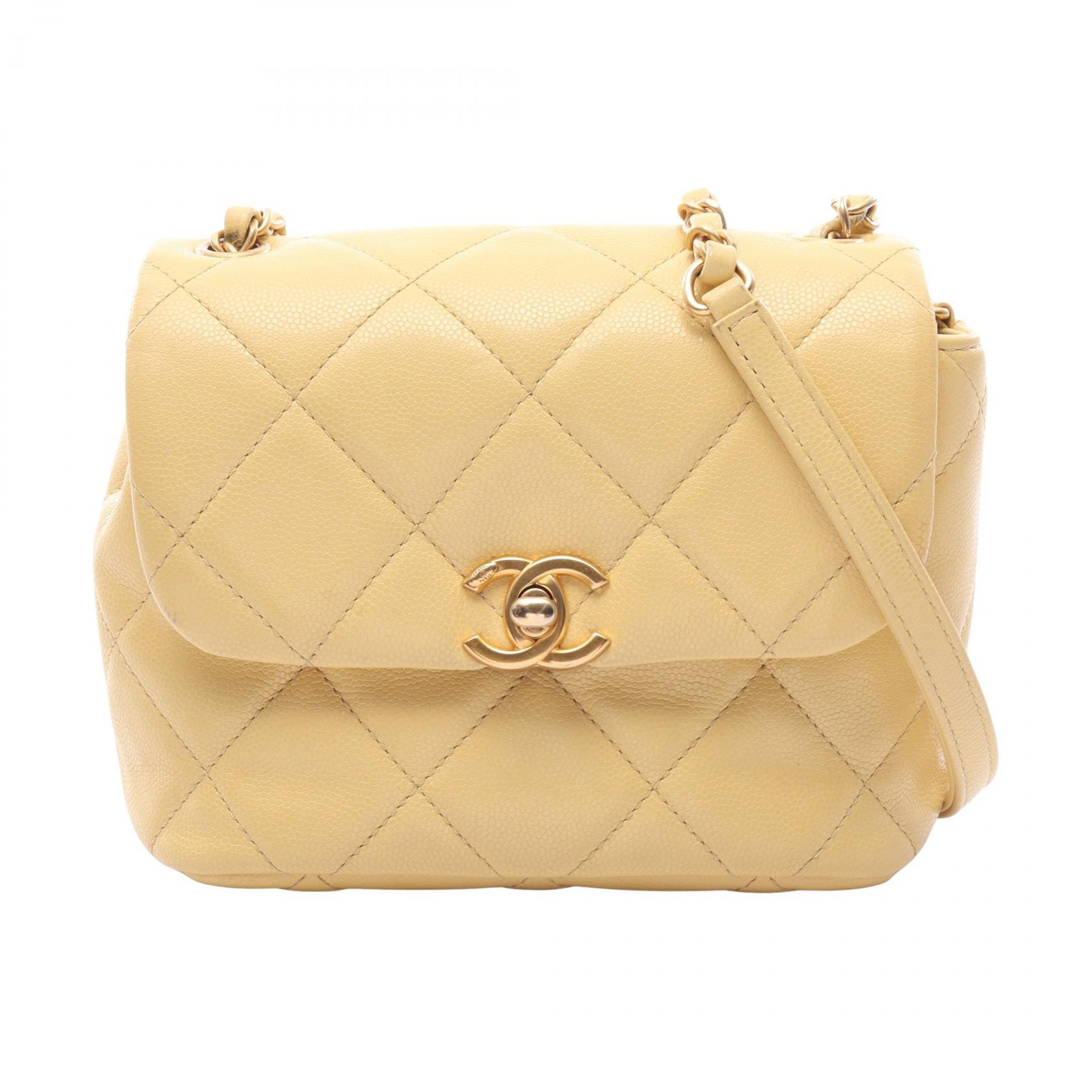シャネル CHANEL マトラッセ ミニ ショルダーバッグ バッグ レザー レディース イエロー系 AS3042 【中古】