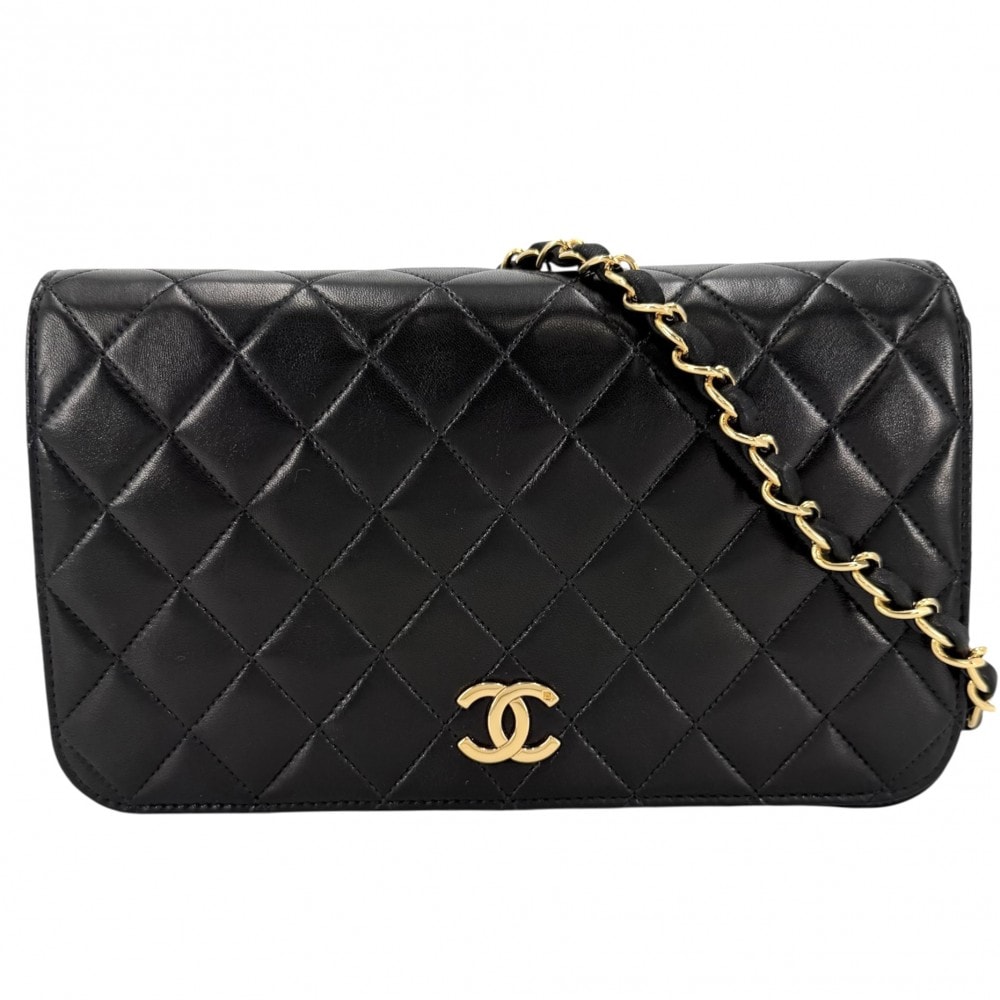 CHANEL シャネル ショルダーバッグ ココマーク マトラッセ23 フルフラップ 肩掛け 斜め掛け ラムスキン    ブラック 黒 ゴールド金具 レディース【中古品】
