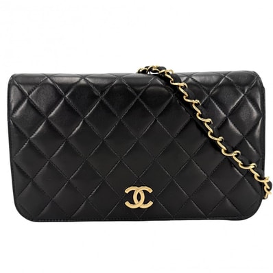 CHANEL シャネル ショルダーバッグ ココマーク マトラッセ23 フルフラップ 肩掛け 斜め掛け ラムスキン ブラック 黒 ゴールド金具 レディース【中古品】