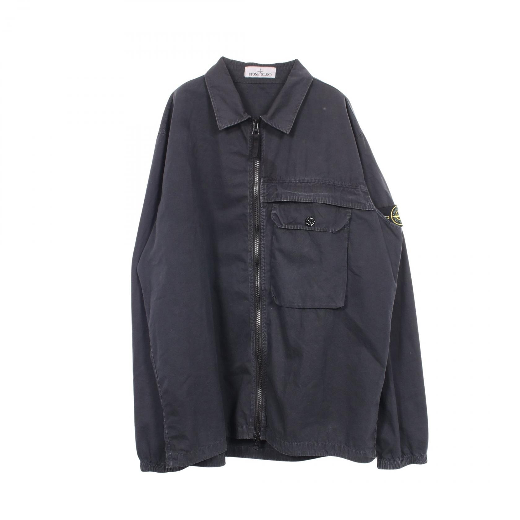 ストーンアイランド STONE ISLAND ジップアップ オーバーシャツ ガーメントダイ 衣料品 アウター コットン メンズ ブラック系 7315107WN 【中古】